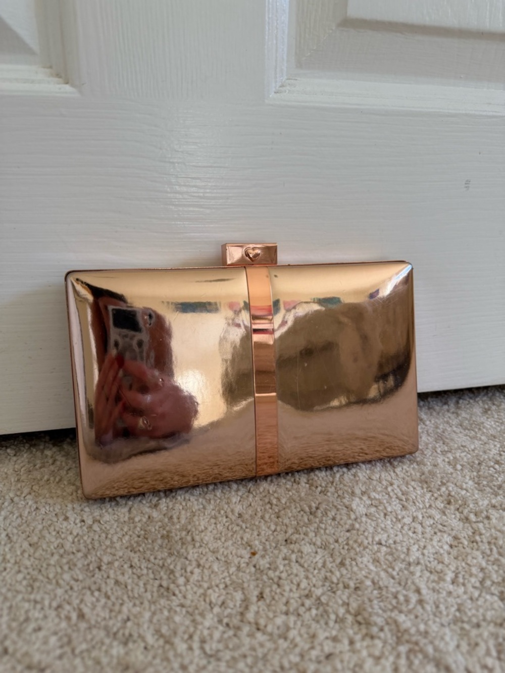 Aldo Rose Gold SquareClutch Bag with Chain Strap